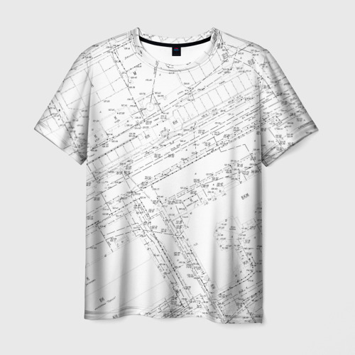 Мужская 3D футболка с принтом Топография01, вид спереди #2