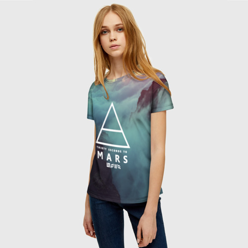 Женская 3D футболка с принтом 30 Seconds to Mars, фото на моделе #1