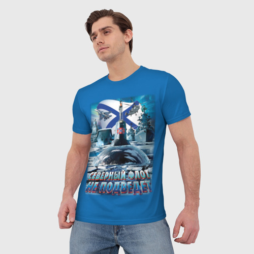 Мужская 3D футболка с принтом Северный Флот Не Подведет, фото на моделе #1