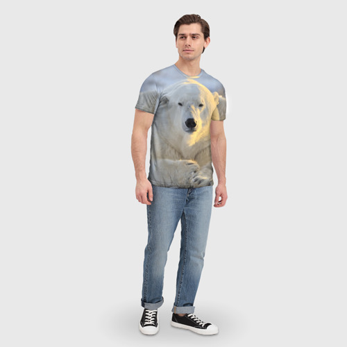Мужская 3D футболка с принтом Медведь, вид сбоку #3