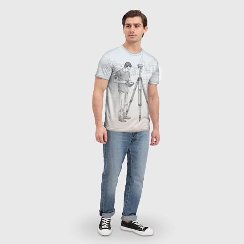 Мужская 3D футболка с принтом Парень с контроллером, вид сбоку #3