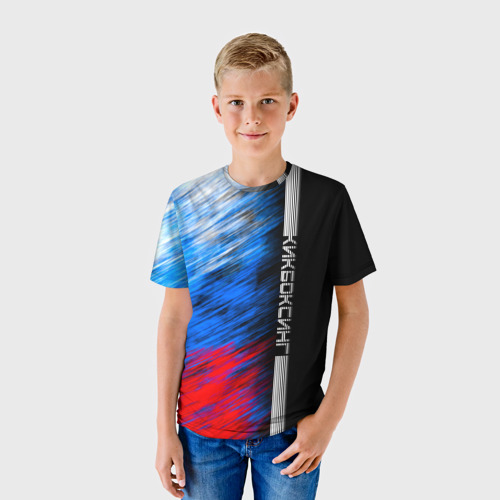 Детская 3D футболка с принтом Кикбоксинг, фото на моделе #1