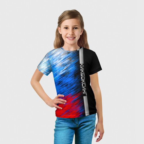 Детская 3D футболка с принтом Кикбоксинг, вид сбоку #3