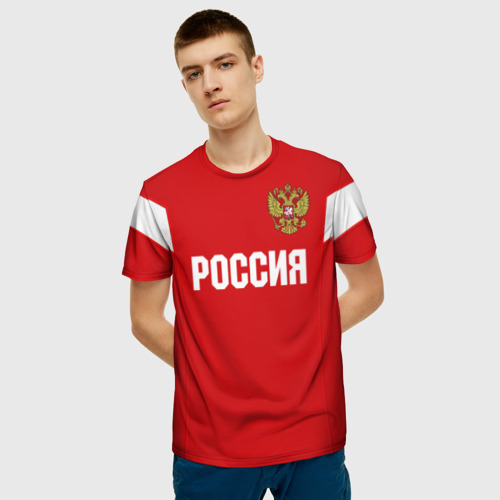 Мужская 3D футболка с принтом Сборная России, фото на моделе #1