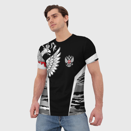 Мужская 3D футболка с принтом Камуфляж Россия, фото на моделе #1