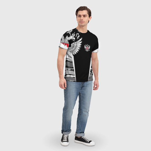 Мужская 3D футболка с принтом Камуфляж Россия, вид сбоку #3