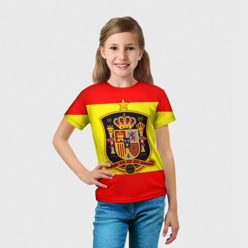 Детская 3D футболка с принтом Сборная Испании флаг, вид сбоку #3