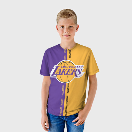 Детская 3D футболка с принтом Los angeles lakers NBA, фото на моделе #1
