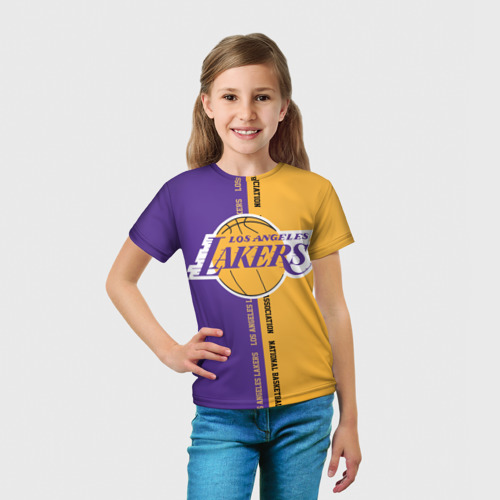Детская 3D футболка с принтом Los angeles lakers NBA, вид сбоку #3