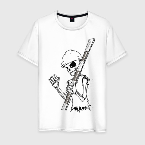 Мужская футболка с принтом Скелетон геодезист 2 (черн), вид спереди #2