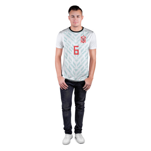 Мужская футболка 3D спортивная с принтом Iniesta away WC 2018, вид сбоку #3