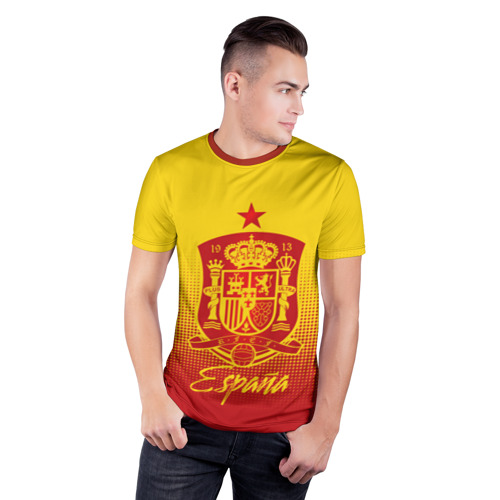 Мужская футболка 3D спортивная с принтом Сборная Испании, фото на моделе #1