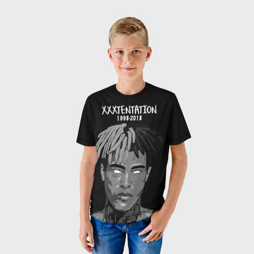 Детская 3D футболка с принтом Xxxtentation RIP, фото на моделе #1
