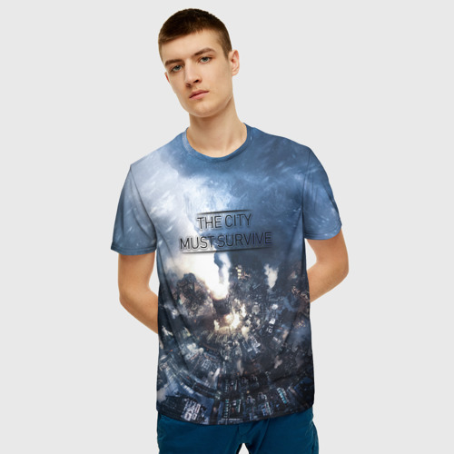 Мужская 3D футболка с принтом Фростпанк, фото на моделе #1
