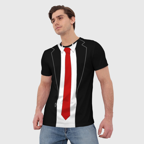 Мужская 3D футболка с принтом КОСТЮМ АГЕНТА 47 | AGENT 47 | HITMAN, фото на моделе #1