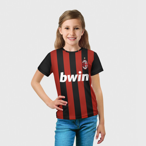 Детская 3D футболка с принтом Роналдиньо Милан Ретро, вид сбоку #3