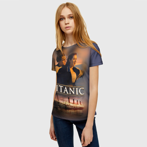 Женская 3D футболка с принтом Титаник Джек и Роза, фото на моделе #1
