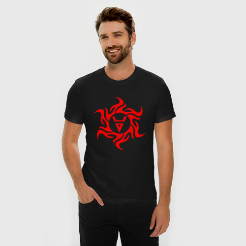 Мужская футболка премиум с принтом Символ Велеса, фото на моделе #1