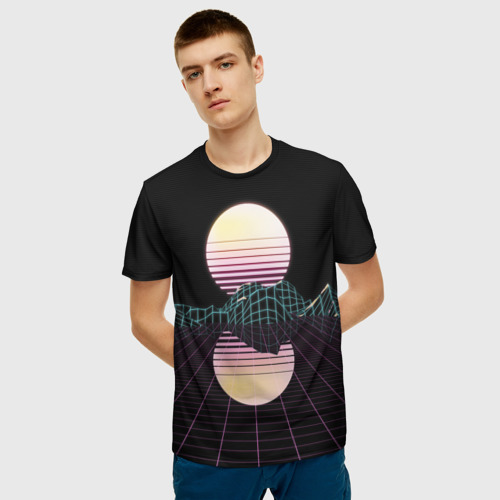Мужская 3D футболка с принтом Retro Wave, фото на моделе #1