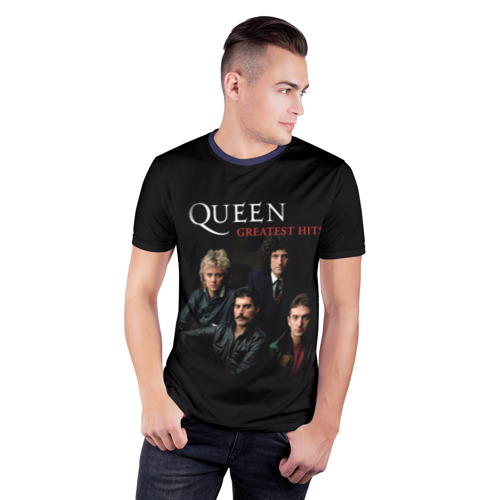 Мужская футболка 3D спортивная с принтом Queen, фото на моделе #1