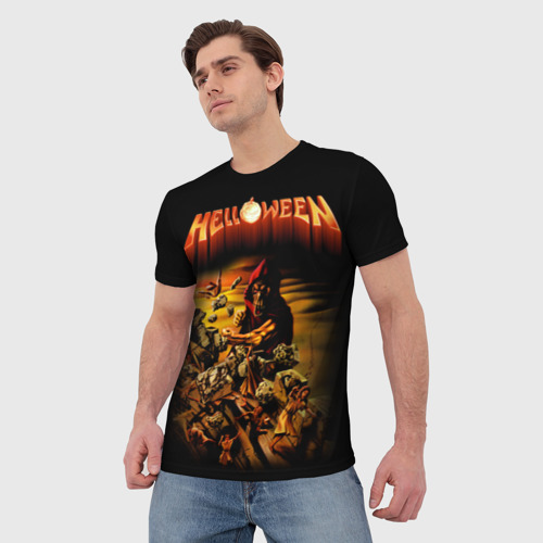 Мужская 3D футболка с принтом Helloween, фото на моделе #1