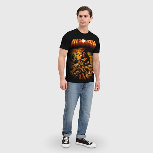 Мужская 3D футболка с принтом Helloween, вид сбоку #3