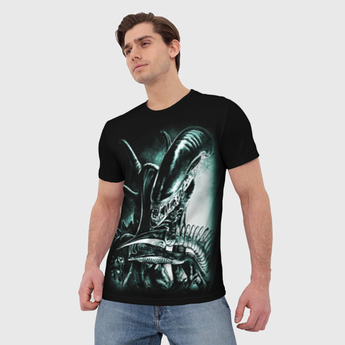 Мужская 3D футболка с принтом Чужой, фото на моделе #1