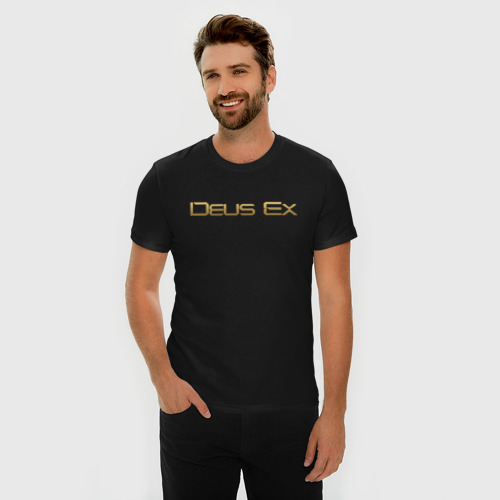 Мужская футболка премиум с принтом DEUS EX, фото на моделе #1