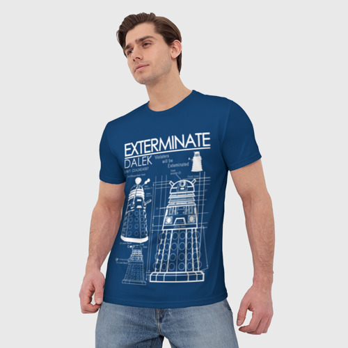 Мужская 3D футболка с принтом Доктор Кто Далек, фото на моделе #1