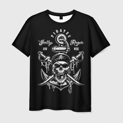 Мужская 3D футболка с принтом Pirates, вид спереди #2
