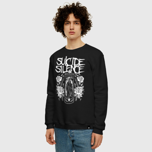 Мужской свитшот с принтом Suicide Silence, фото на моделе #1