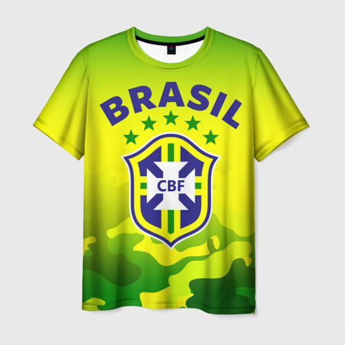 Мужская 3D футболка с принтом Бразилия, вид спереди #2