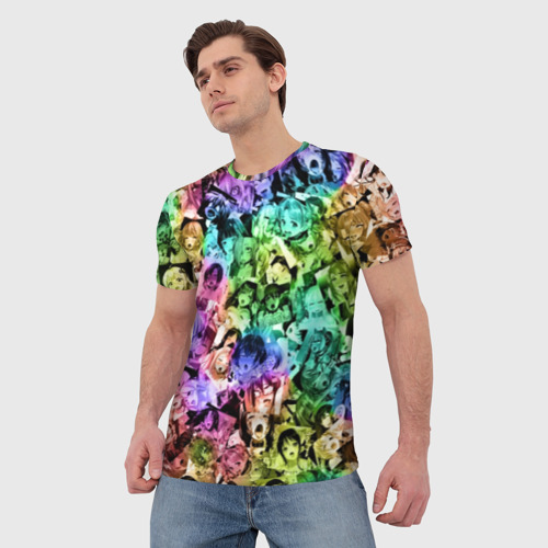 Мужская 3D футболка с принтом Радуга ахегао, фото на моделе #1