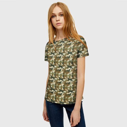 Женская 3D футболка с принтом Камуфляж Коты, фото на моделе #1