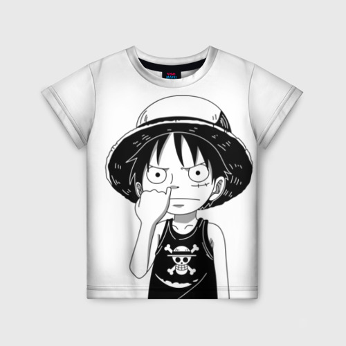 Детская 3D футболка с принтом Палец в носу One Piece, вид спереди #2