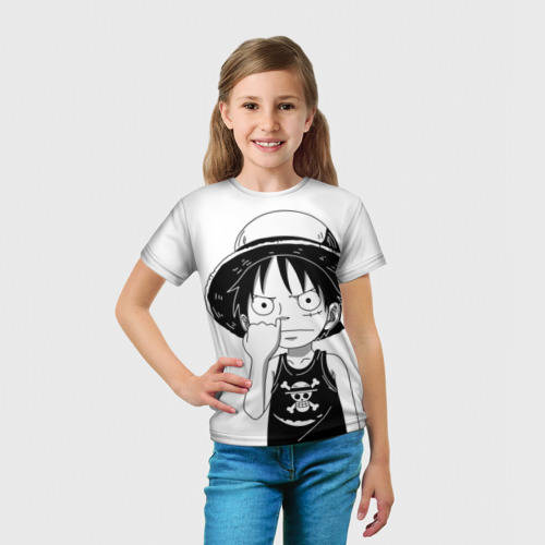 Детская 3D футболка с принтом Палец в носу One Piece, вид сбоку #3