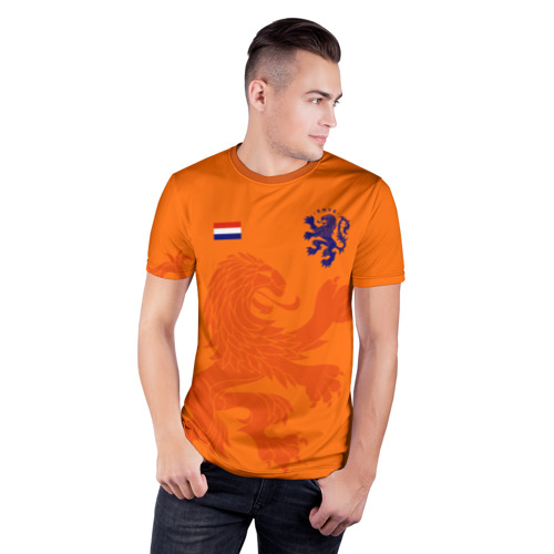 Мужская футболка 3D спортивная с принтом Сборная Голландии, фото на моделе #1