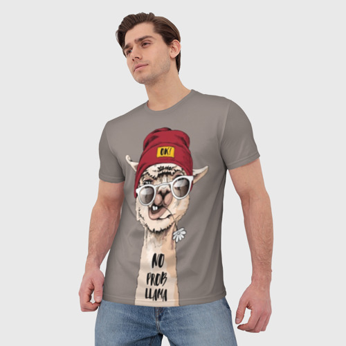Мужская 3D футболка с принтом Llama, фото на моделе #1