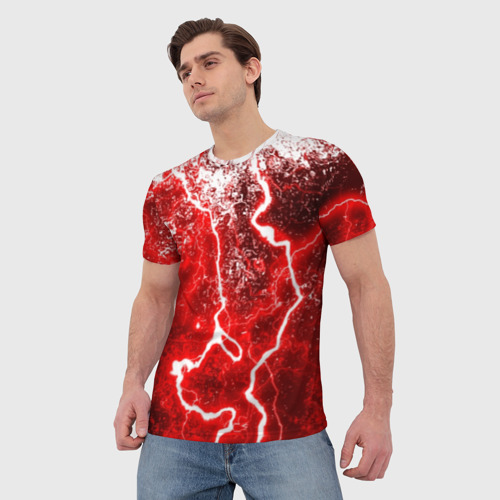 Мужская 3D футболка с принтом БРЫЗГИ КРАСОК(RED STORM), фото на моделе #1
