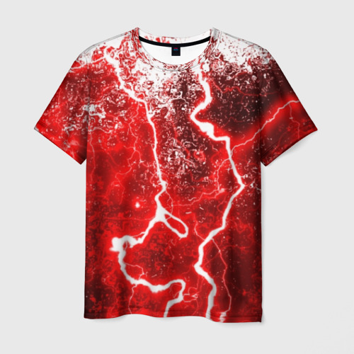 Мужская 3D футболка с принтом БРЫЗГИ КРАСОК(RED STORM), вид спереди #2