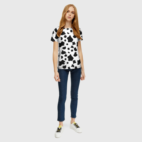 Женская 3D футболка с принтом Корова, вид сбоку #3