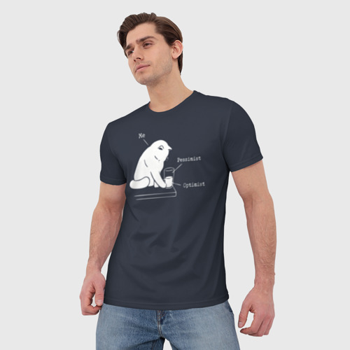 Мужская 3D футболка с принтом Кот хулиган, фото на моделе #1