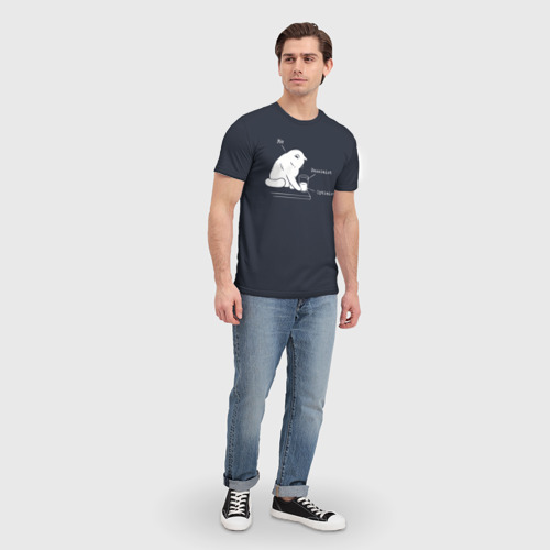Мужская 3D футболка с принтом Кот хулиган, вид сбоку #3