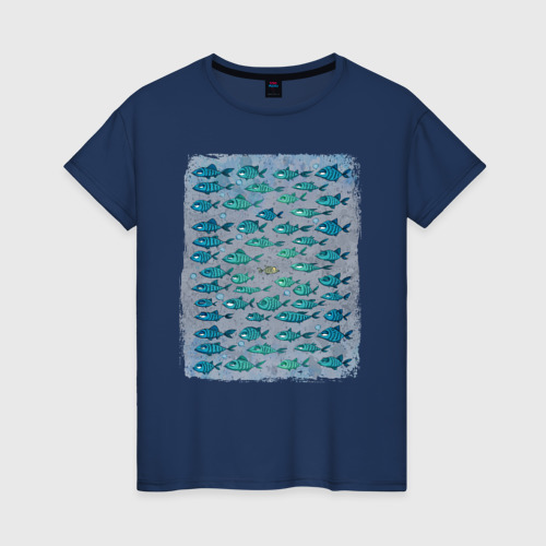 Женская футболка с принтом Меланхолично-скептичные рыбы, вид спереди #2