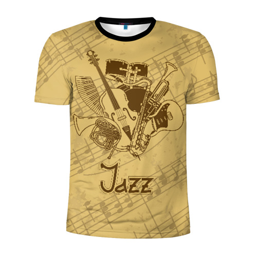 Мужская футболка 3D спортивная с принтом Jazz, вид спереди #2