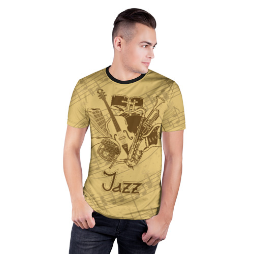 Мужская футболка 3D спортивная с принтом Jazz, фото на моделе #1