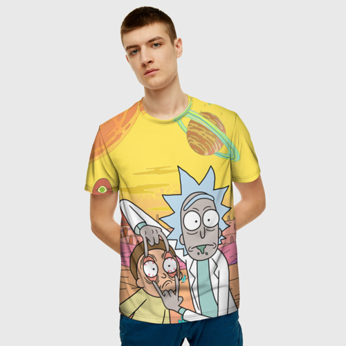 Мужская 3D футболка с принтом Рик и Морти, фото на моделе #1