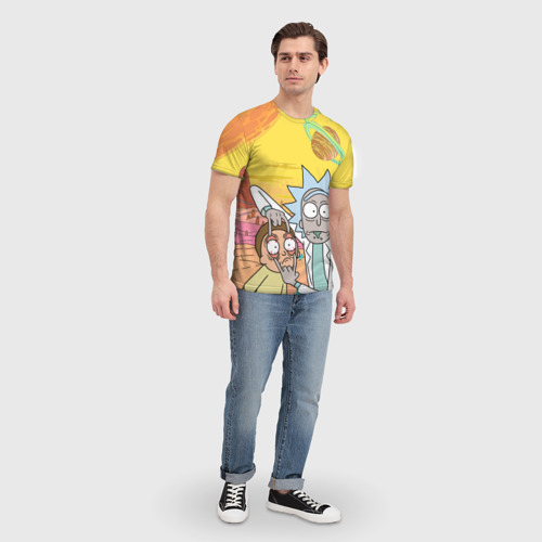 Мужская 3D футболка с принтом Рик и Морти, вид сбоку #3