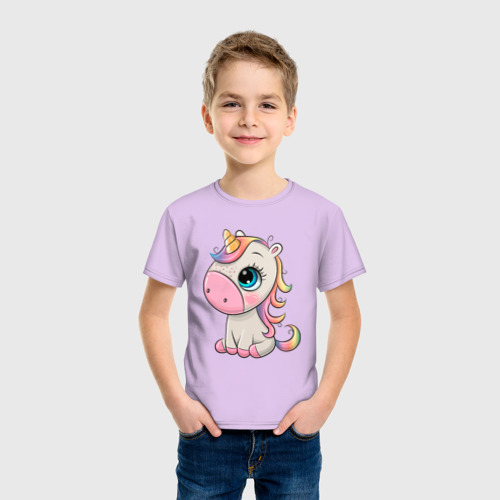 Детская футболка с принтом Милый единорог, фото на моделе #1