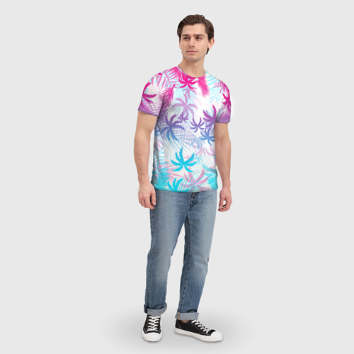 Мужская 3D футболка с принтом НЕОНОВЫЕ ПАЛЬМЫ, фото #4